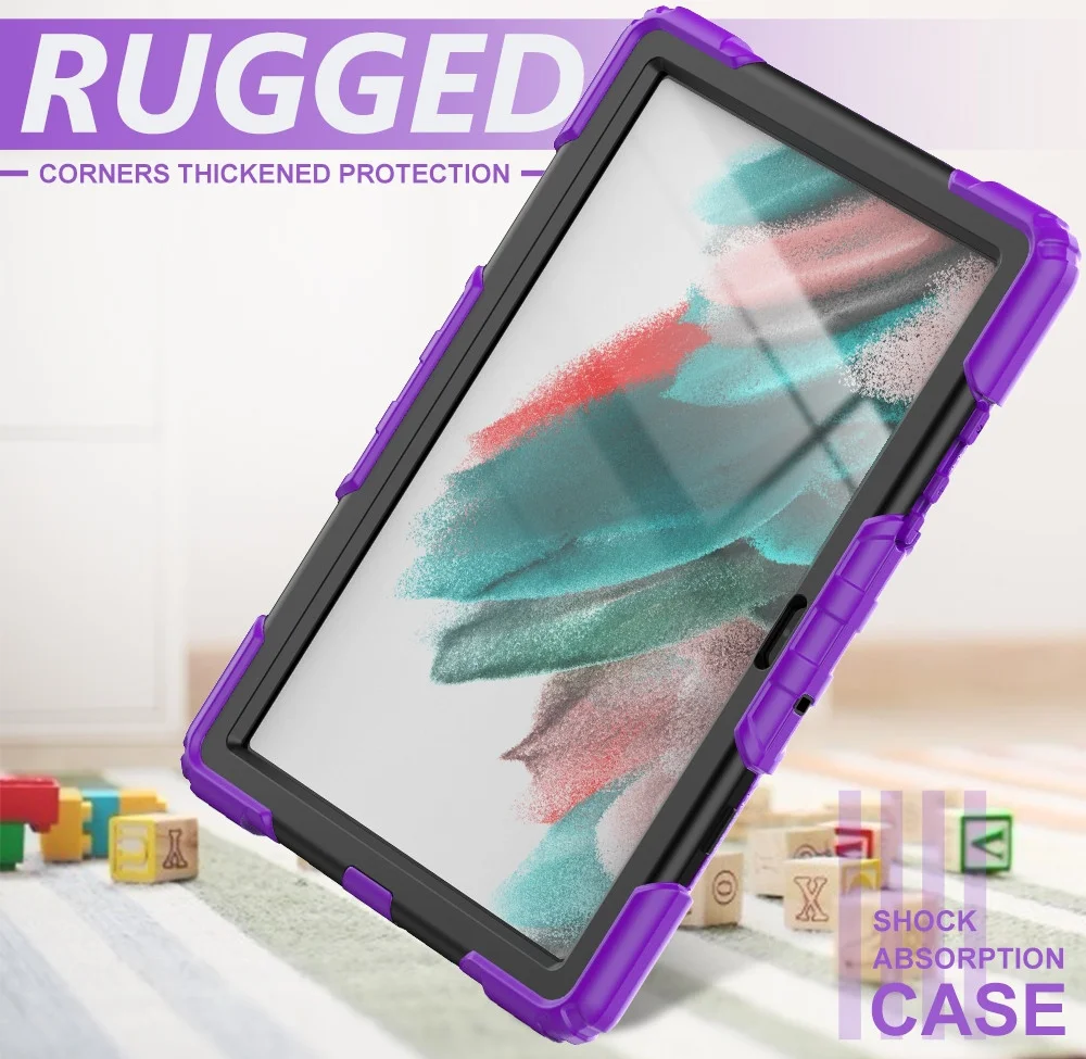 Samsung Galaxy Tab A8 Hoes met Screen Protector en Handriem Paars afbeelding 8