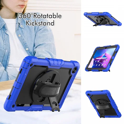 Lenovo Tab M10 Plus Gen 3 (10.6) Hoes met Screenprotector en Handriem Blauw afbeelding 6