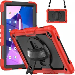 Lenovo Tab M10 Plus Gen 3 (10.6) Hoes met Screenprotector en Handriem Rood afbeelding