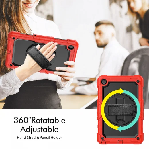 Lenovo Tab M10 Plus Gen 3 (10.6) Hoes met Screenprotector en Handriem Rood afbeelding 7