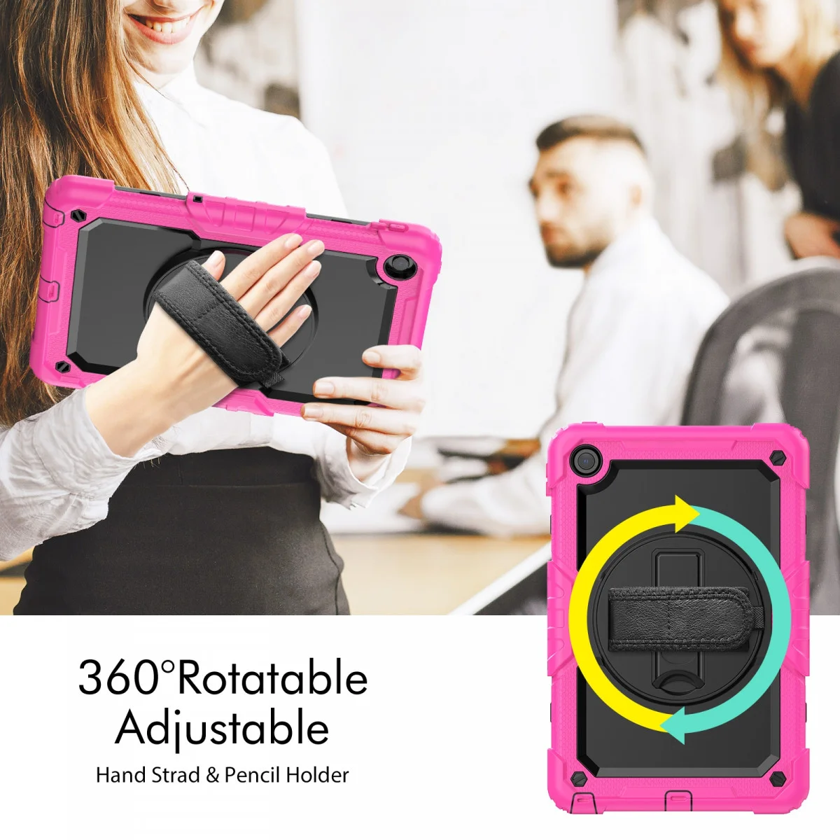 Lenovo Tab M10 Plus Gen 3 (10.6) Hoes met Screenprotector en Handriem Roze afbeelding 7