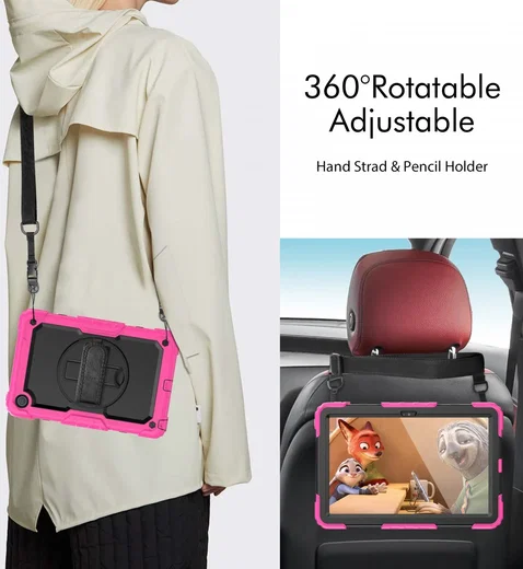 Lenovo Tab M10 Plus Gen 3 (10.6) Hoes met Screenprotector en Handriem Roze afbeelding 8