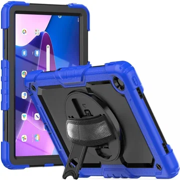 Lenovo Tab M10 Plus / FHD Plus Hoes met Screen Protector en Handriem Blauw