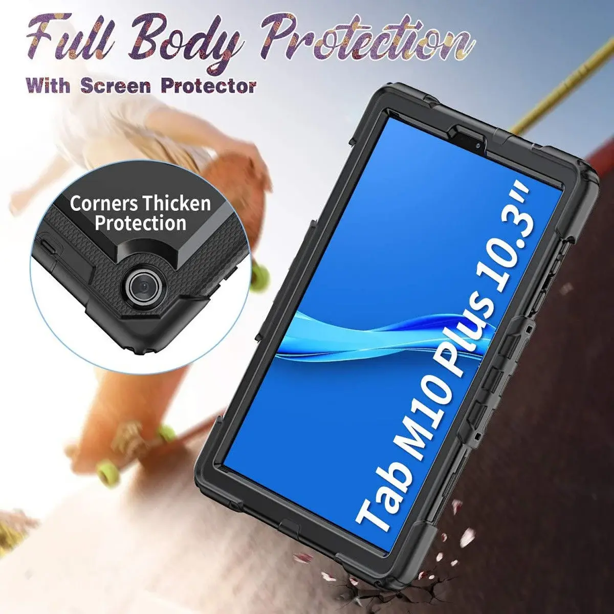 Lenovo Tab M10 Plus / FHD Plus Hoes met Screen Protector en Handriem Blauw afbeelding 6