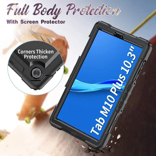 Lenovo Tab M10 Plus / FHD Plus Hoes met Screen Protector en Handriem Roze afbeelding 7