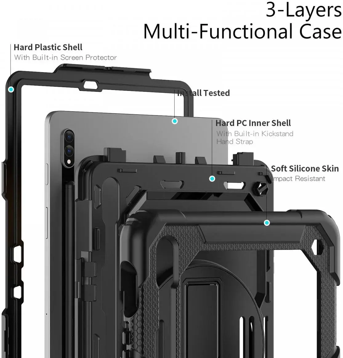 Samsung Galaxy Tab S8 Hoes met Screen Protector en Handriem Blauw afbeelding 2