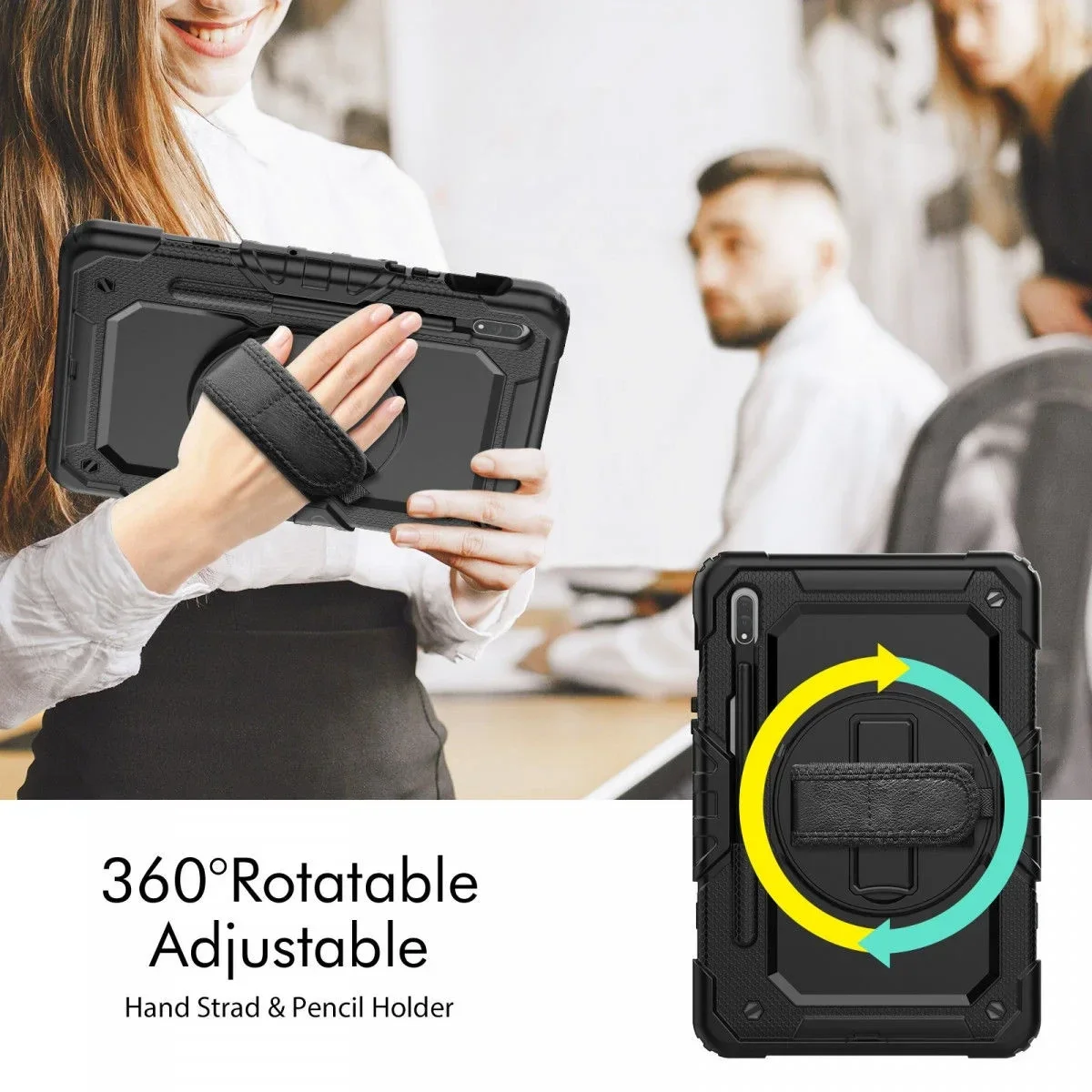 Samsung Galaxy Tab S7/S8 Hoes met Screen Protector en Handriem Rood afbeelding 5