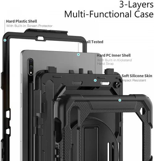 Samsung Galaxy Tab S8 Hoes met Screen Protector en Handriem Roze afbeelding 2