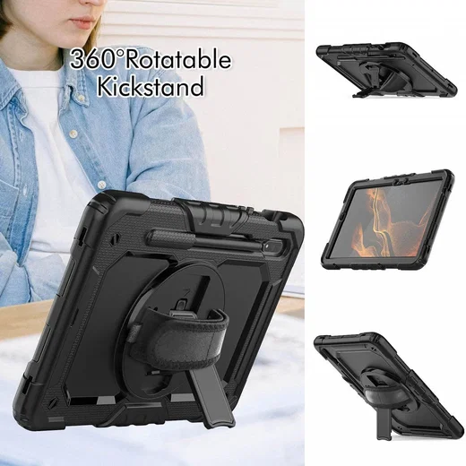Samsung Galaxy Tab S8 Hoes met Screen Protector en Handriem Roze afbeelding 5