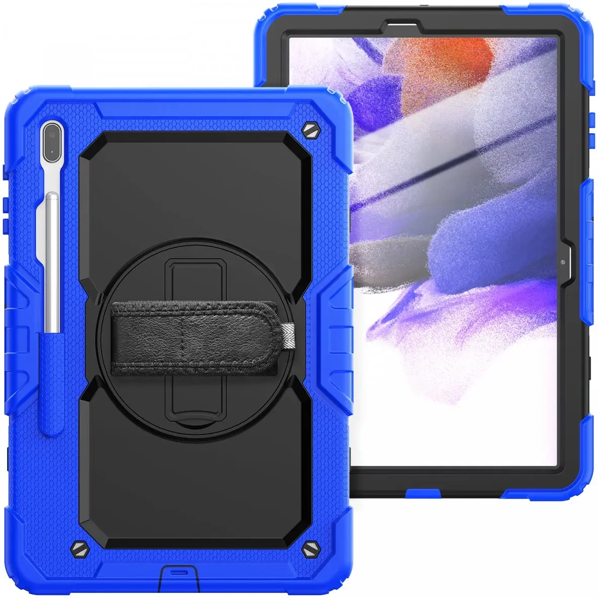 Samsung Galaxy Tab S8+ / S7+ / S7 FE Hoes met Screen Protector en Handriem Blauw afbeelding 1