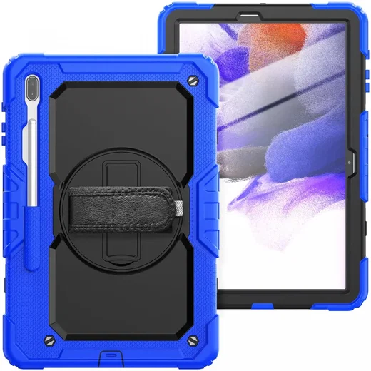 Samsung Galaxy Tab S8+ / S7+ / S7 FE Hoes met Screen Protector en Handriem Blauw afbeelding 1