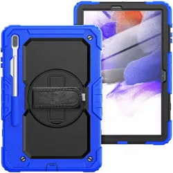 Samsung Galaxy Tab S8+ / S7+ / S7 FE Hoes met Screen Protector en Handriem Blauw afbeelding