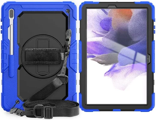 Samsung Galaxy Tab S8+ / S7+ / S7 FE Hoes met Screen Protector en Handriem Blauw afbeelding 13