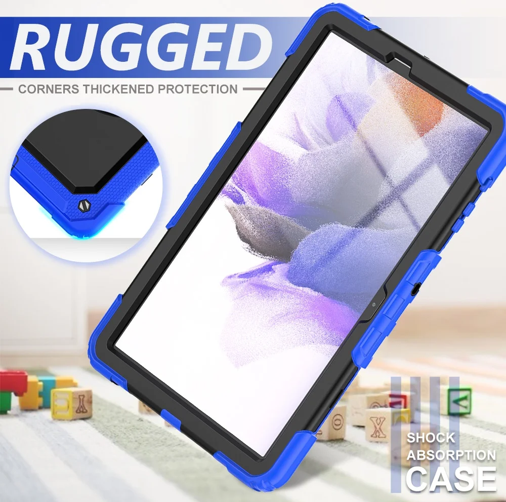 Samsung Galaxy Tab S8+ / S7+ / S7 FE Hoes met Screen Protector en Handriem Blauw afbeelding 4