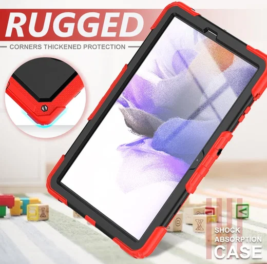 Samsung Galaxy Tab S8+ / S7+ / S7 FE Hoes met Screen Protector en Handriem Rood afbeelding 4