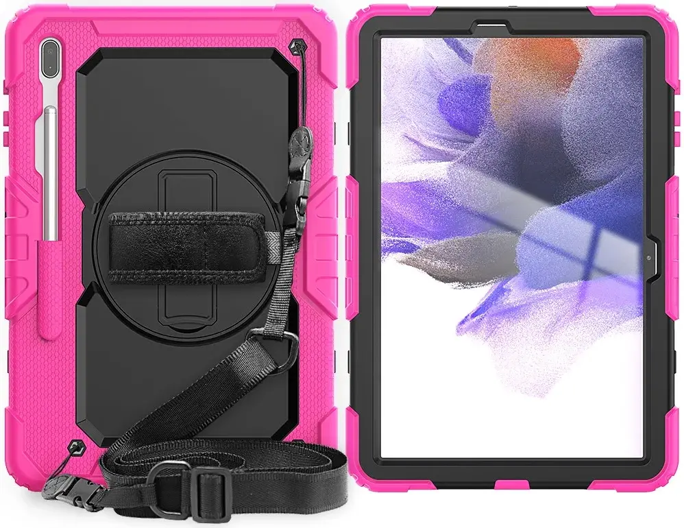 Samsung Galaxy Tab S8+ / S7+ / S7 FE Hoes met Screen Protector en Handriem Roze afbeelding 13