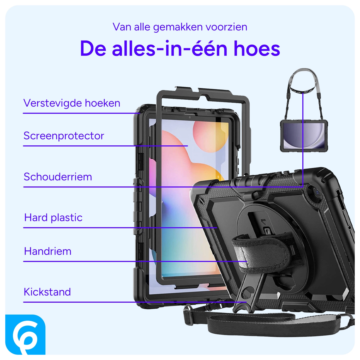 Samsung Galaxy Tab S6 Lite Hoes met Screen Protector en Handriem Blauw afbeelding 4