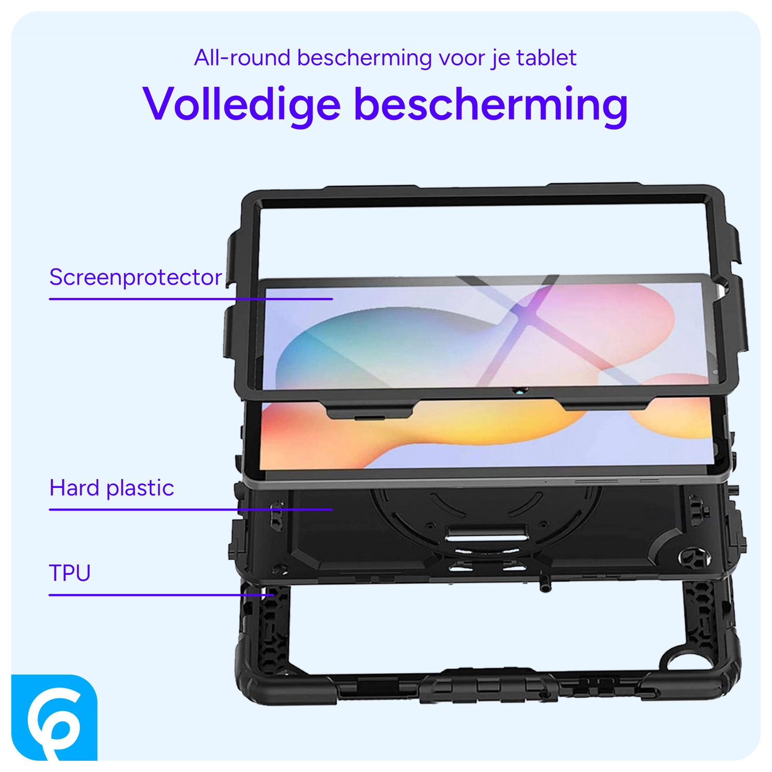 Samsung Galaxy Tab S6 Lite Hoes met Screen Protector en Handriem Blauw afbeelding 9