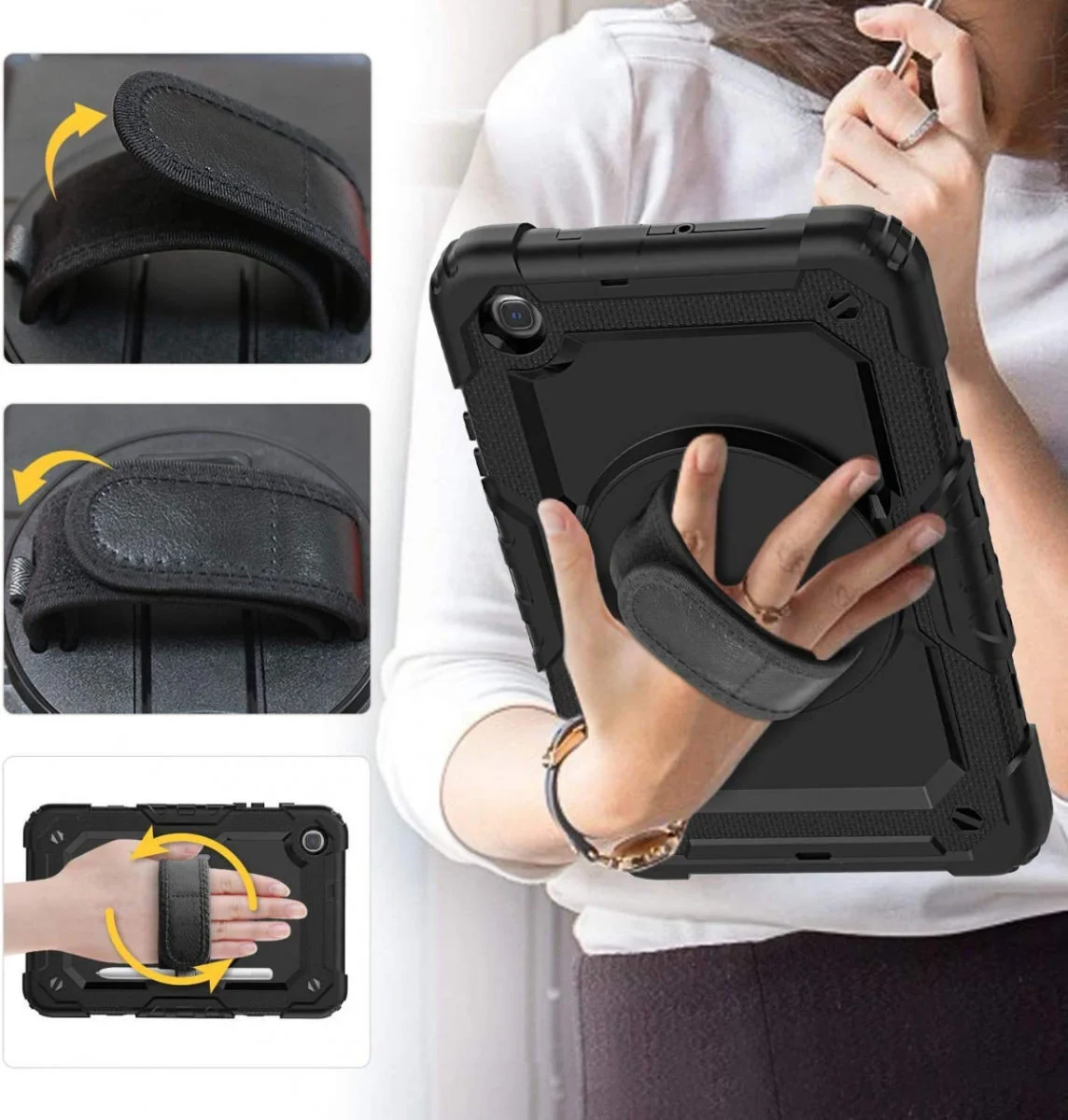 Samsung Galaxy Tab S6 Lite Hoes met Screen Protector en Handriem Blauw afbeelding 10