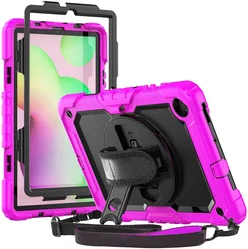 Samsung Galaxy Tab S6 Lite Hoes met Screen Protector en Handriem Roze afbeelding