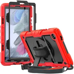 Samsung Galaxy Tab A7 Lite Hoes met Screen Protector en Handriem Rood afbeelding