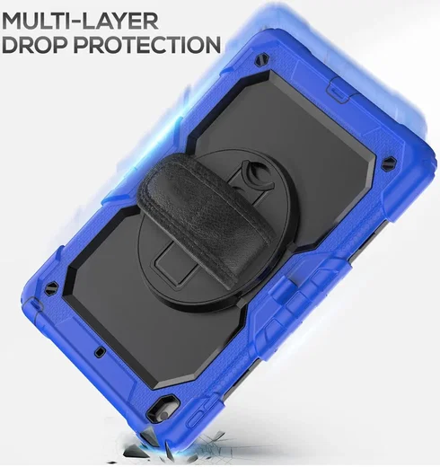 Apple iPad 10.2 (2021/2020/2019) Hoes met Screen Protector en Handriem Blauw afbeelding 4