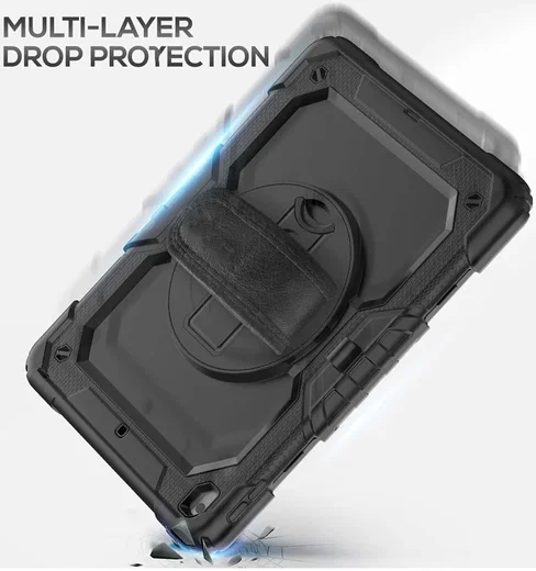 Apple iPad 10.2 (2021/2020/2019) Hoes met Screen Protector en Handriem Rood afbeelding 4