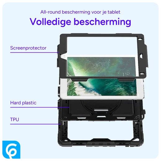 Apple iPad 9.7 (2017/2018) / Air 2 Hoes met Screen Protector en Handriem Blauw afbeelding 8