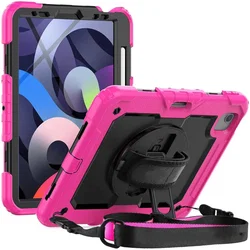 Apple iPad Air (2020/2022) Hoes met Screen Protector en Handriem Roze afbeelding