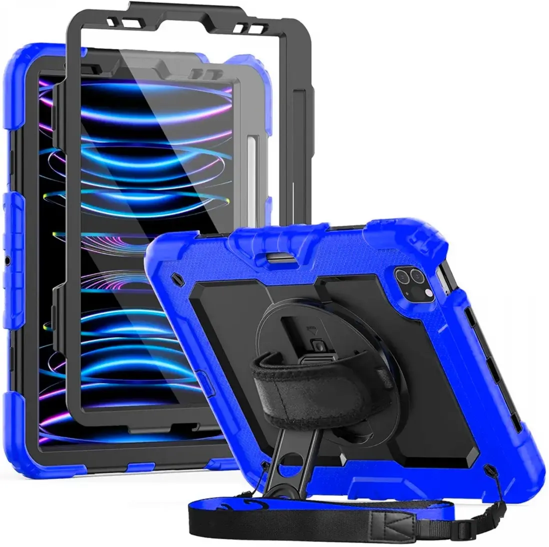 Apple iPad Pro 11 Hoes met Screen Protector en Handriem Blauw afbeelding 1