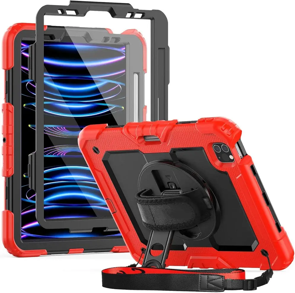Apple iPad Pro 11 Hoes met Screen Protector en Handriem Rood afbeelding 1