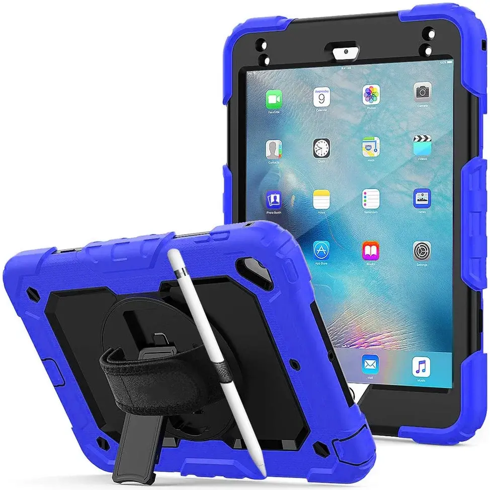 Apple iPad Mini 4/5 Hoes met Screen Protector en Handriem Blauw afbeelding 1