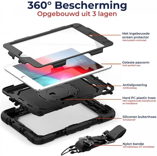 Apple iPad Mini 4/5 Hoes met Screen Protector en Handriem Blauw afbeelding 2