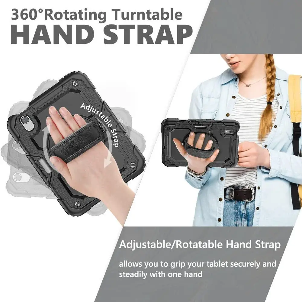 Apple iPad Mini 7 / 6 Hoes met Screen Protector en Handriem Rood afbeelding 5