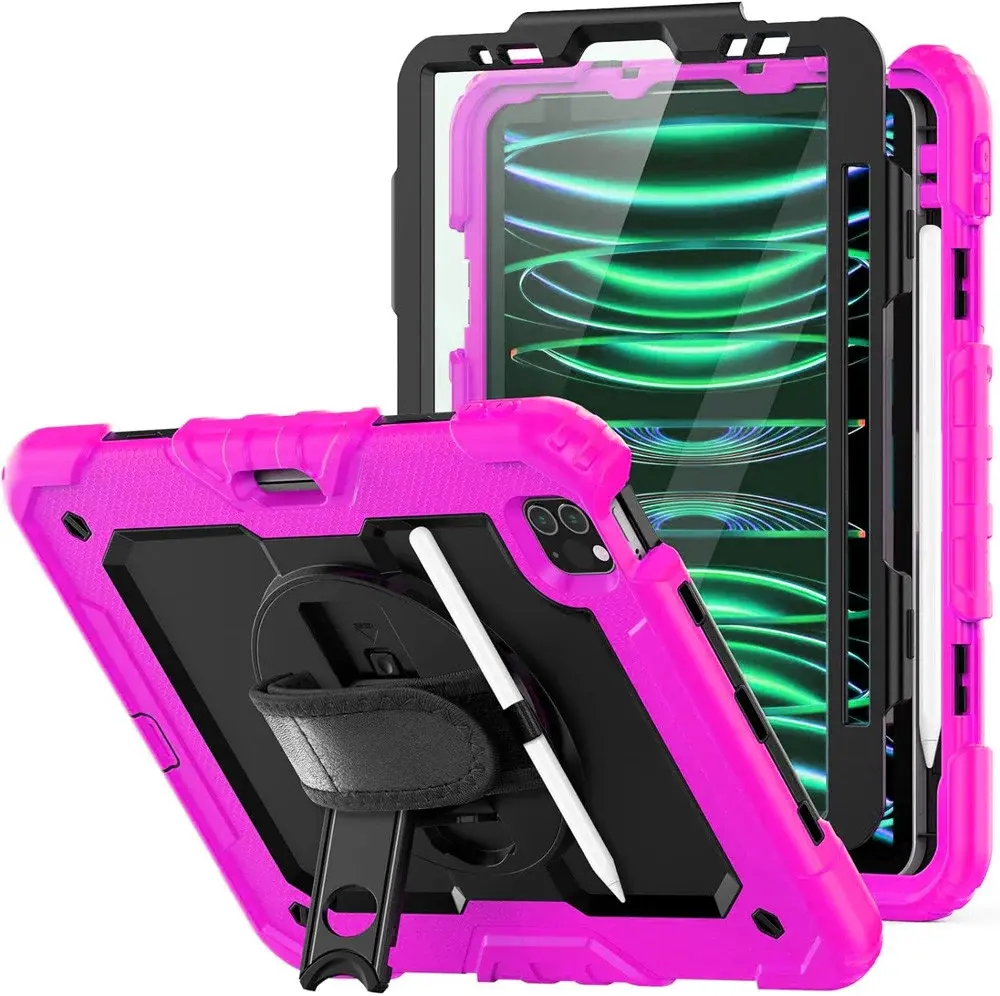 Apple iPad Mini 7 / 6 Hoes met Screen Protector en Handriem Roze afbeelding 1