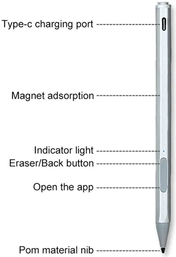 WR19 USB-C Actieve Stylus Pen Voor Microsoft Surface Met Palm Rejectie afbeelding 6