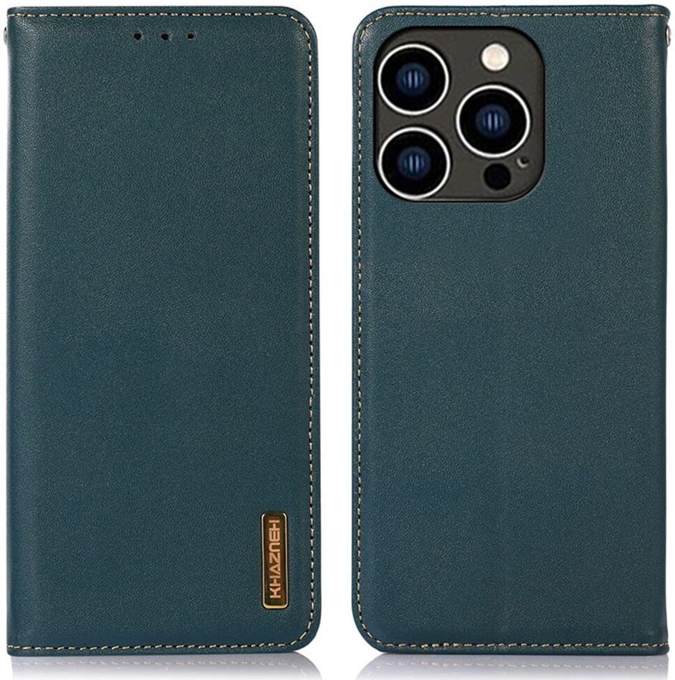 KHAZNEH iPhone 15 Pro Hoesje RFID Portemonnee Book Case Leer Groen afbeelding 2