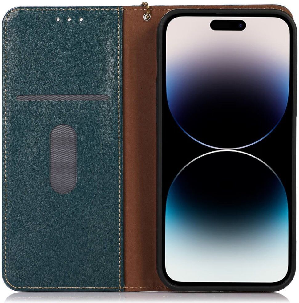 KHAZNEH iPhone 15 Pro Hoesje RFID Portemonnee Book Case Leer Groen afbeelding 1