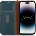 KHAZNEH iPhone 15 Pro Hoesje RFID Portemonnee Book Case Leer Groen