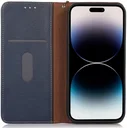 KHAZNEH iPhone 15 Pro Hoesje RFID Portemonnee Book Case Leer Blauw