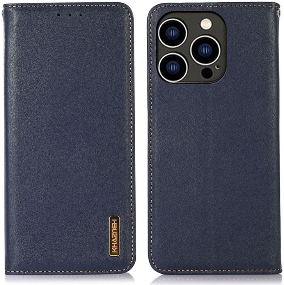 KHAZNEH iPhone 15 Pro Hoesje RFID Portemonnee Book Case Leer Blauw afbeelding 2