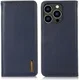 KHAZNEH iPhone 15 Pro Hoesje RFID Portemonnee Book Case Leer Blauw afbeelding 2