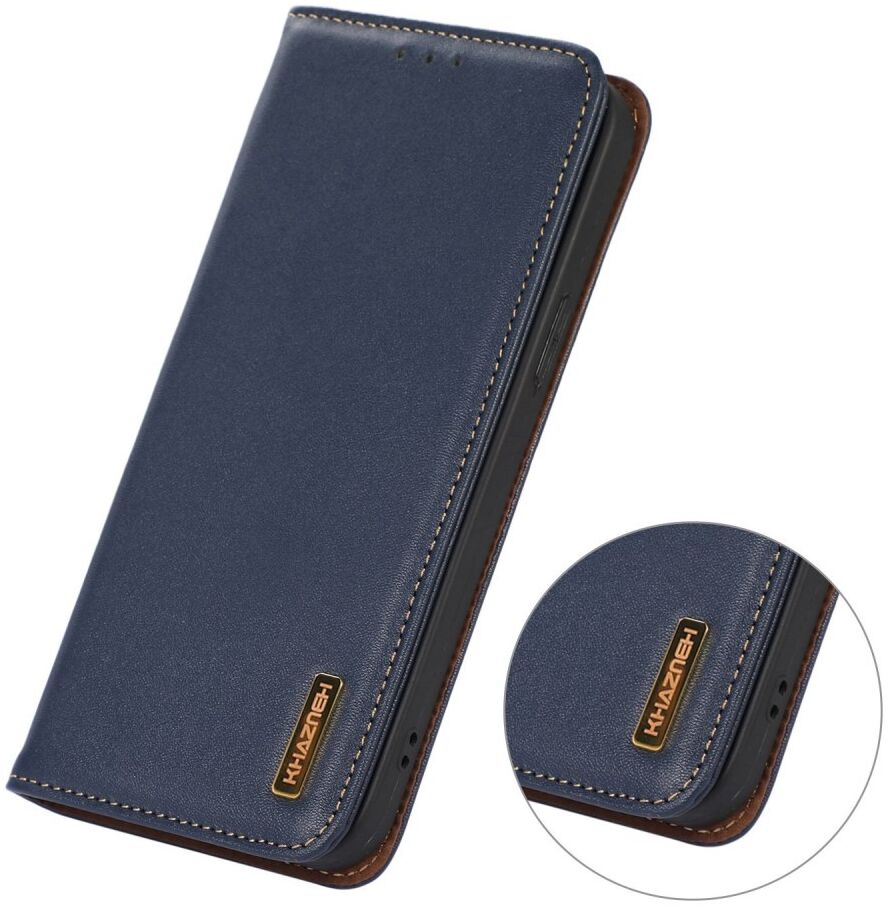 KHAZNEH iPhone 15 Pro Hoesje RFID Portemonnee Book Case Leer Blauw afbeelding 5