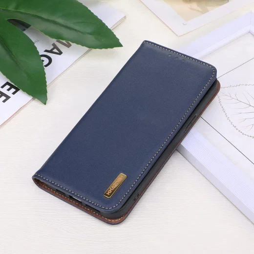 KHAZNEH iPhone 15 Pro Hoesje RFID Portemonnee Book Case Leer Blauw afbeelding 6