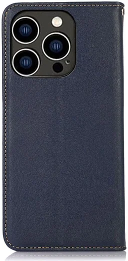 KHAZNEH iPhone 15 Pro Hoesje RFID Portemonnee Book Case Leer Blauw afbeelding 8