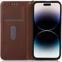 KHAZNEH iPhone 15 Pro Hoesje RFID Portemonnee Book Case Leer Bruin