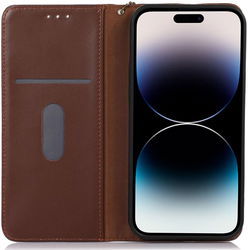 KHAZNEH iPhone 15 Pro Hoesje RFID Portemonnee Book Case Leer Bruin afbeelding