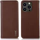 KHAZNEH iPhone 15 Pro Hoesje RFID Portemonnee Book Case Leer Bruin afbeelding 2