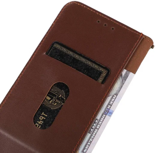 KHAZNEH iPhone 15 Pro Hoesje RFID Portemonnee Book Case Leer Bruin afbeelding 4