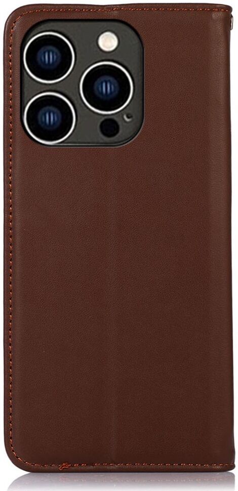 KHAZNEH iPhone 15 Pro Hoesje RFID Portemonnee Book Case Leer Bruin afbeelding 8
